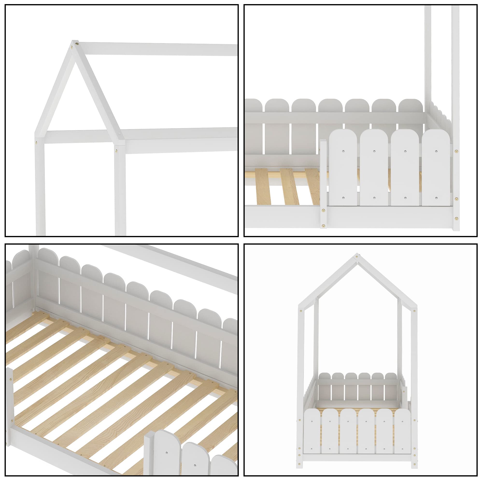 Moimhear Cama Infantil de 90 x 200 cm – versátil Cama Infantil de Madera para niños y niñas