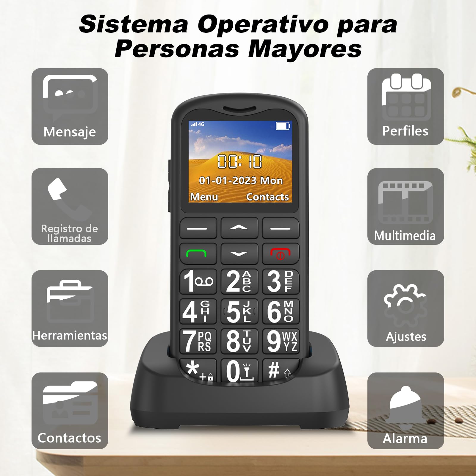 CHAKEYAKE Teléfono Móvil para Personas Mayores, Dual SIM Telefono Móvil Basico con Teclas Grandes, Alto Volumen, LinternaBotón SOS, FM Radio, Fácil de Usar Senior Teléfonos