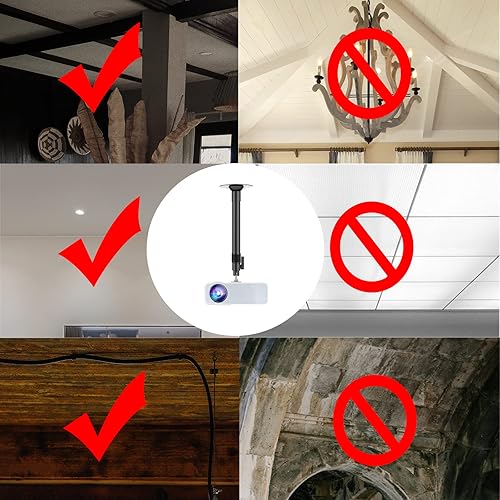 Miniatura 6 de Soporte para proyector, montaje en techo caído, longitud extensible de 11.8 a 18.89 pulgadas, soporte universal para proyector con ángulo de