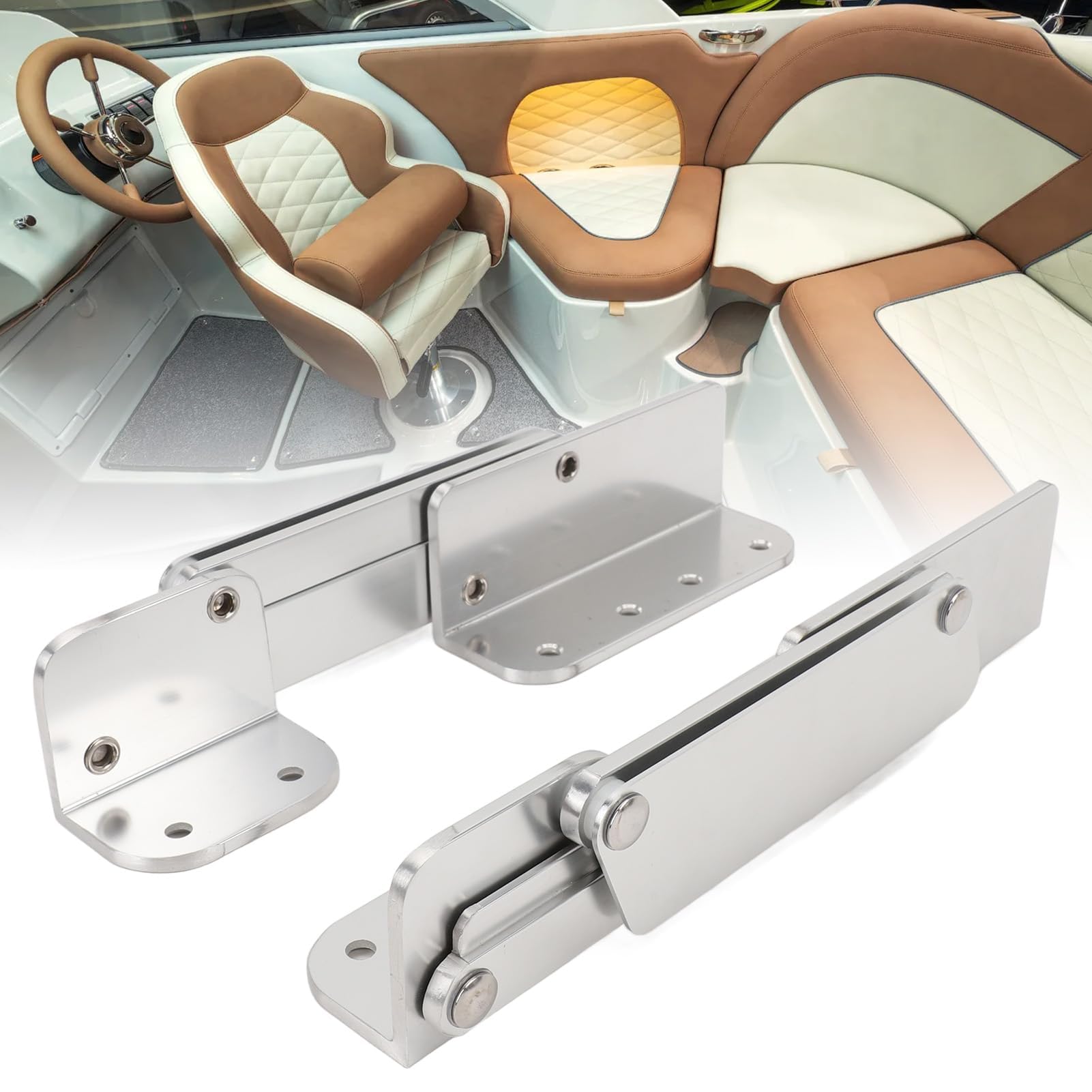 2 Stück Bootssitz-Montagescharniere, Bootssitzscharniere Aluminiumlegierung Bootspolster-Sitzscharnier Marinescharnier für Yacht Boot Hochklappbar von 0 Bis 120 Grad