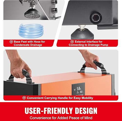 Miniatura 6 de Happybuy Deshumidificador comercial de 190 pintas, ideal para restauración y más. Esta potente unidad con una manguera de drenaje es perfecta para