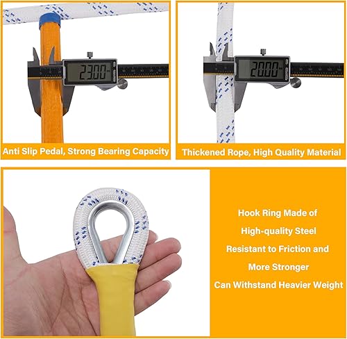 Miniatura 4 de EMEKIAN Escalera de emergencia para escape de incendios, resistente al fuego, escalera de cuerda de seguridad con 2 ganchos, 3-7 pisos para hogares