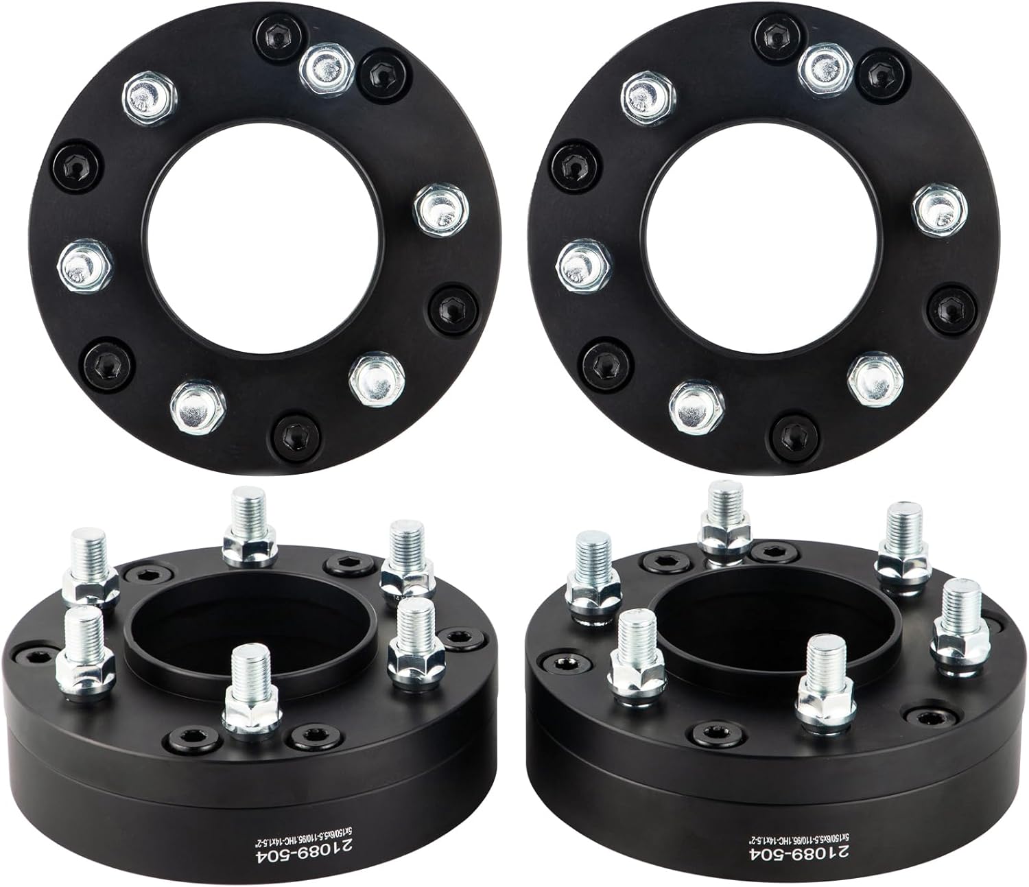Black Forged 5x150 to 6x5.5 Hubcentric Wheel Adapters 2 Inch 110mm to 106mm Hub Bore Compatible with Toyota-Lexus 5x150 Vehicle to 6 Lug 6x139.7 Wheels (106 Center Bore) - Pack of 4