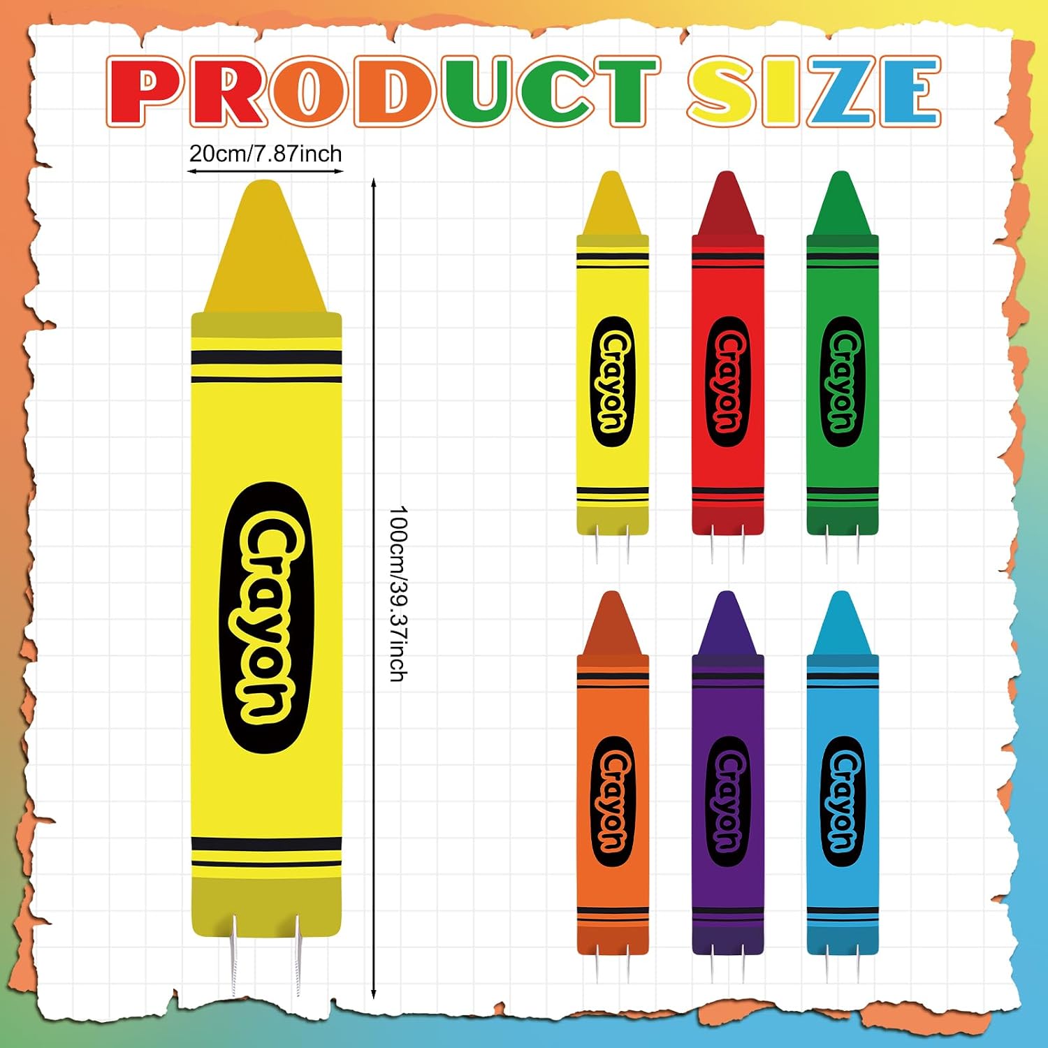 Unittype 6 Pcs Preschool Graduation Decorations 39.4 Inch Kindergarten Crayon Yard Signs Outdoor Decor Crayons Party Cardboard Cutouts Photo Props for Classroom Pre-k School Decor(Crayon,Bright Color)