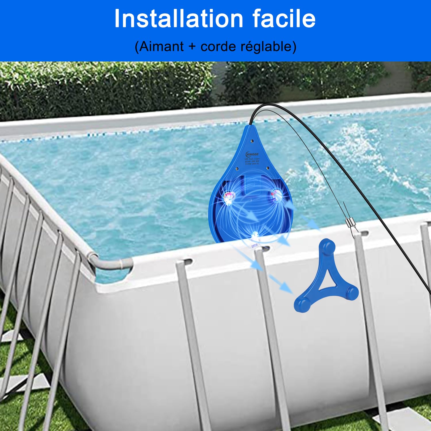 Luce della piscina di LED, luce intelligente della piscina di 25W LED sopra terra, con effetti di illuminazione controllati dall'applicazione, sincronizzazione della musica, IP68, con cavo 11m