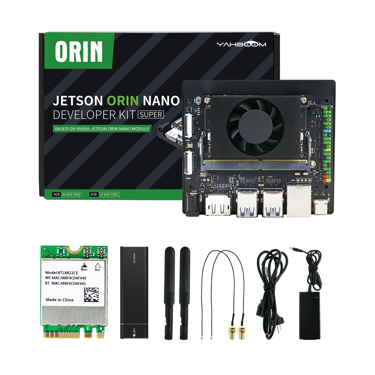 Yahboom Jetson Orin Nano Super 8GB RAM Development Kit 67 Tops,256G SSD Ubuntu 22.04 System Artificial Intelligence Robot Kit Provide ROS2 Data (Orin Nano 8GB Basic Kit) — view 17
