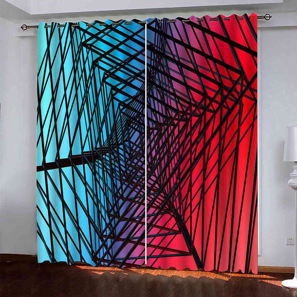 Rideaux à oeillets au design géométrique 3D tissu lourd de qualité supérieure