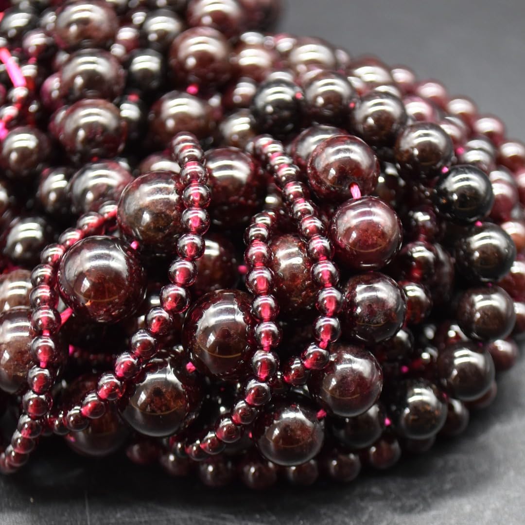 Garnet Semi-Precious Gemstone Round Beads - 6mm - 14'' Strand