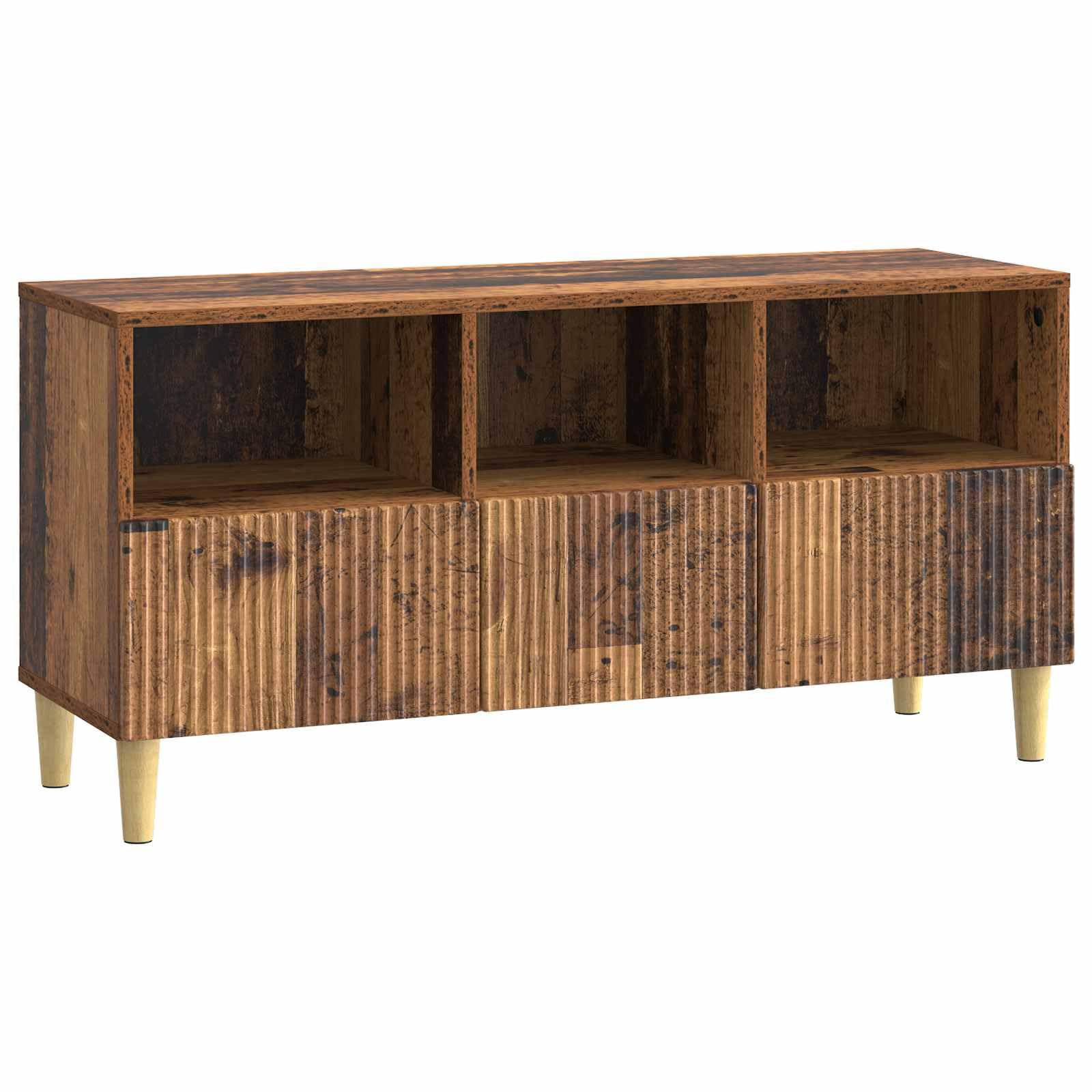 Meuble TV en bois vieilli avec rangement pour ranger un salon encombré