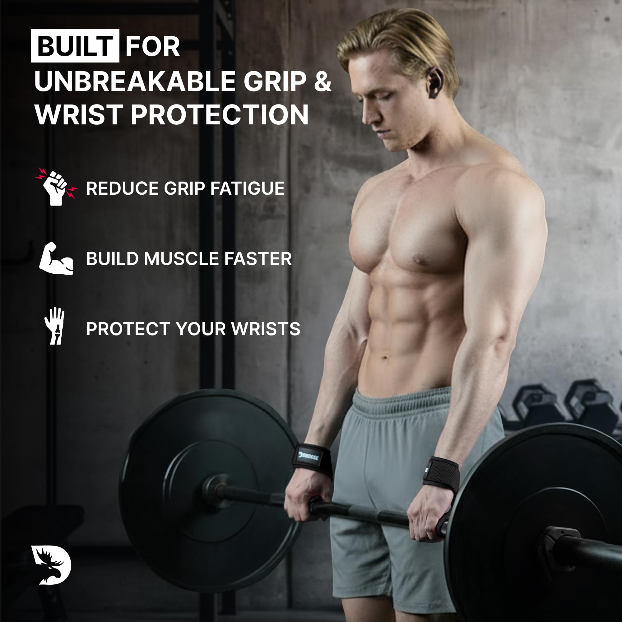 Lifting Straps for Weightlifting, Crossfit, or Powerlifting with Soft Neoprene Padded Wrist Support for Max Grip Strength, Deadlifts and Barbell Stability