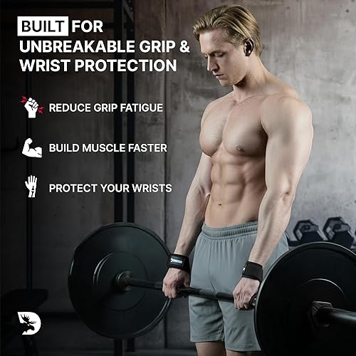 Miniatura 2 de DMoose Fitness - Correas de levantamiento de 24" (par) - Correas de muñeca acolchadas de 5 mm duraderas para levantamiento de pesas y powerlifting -