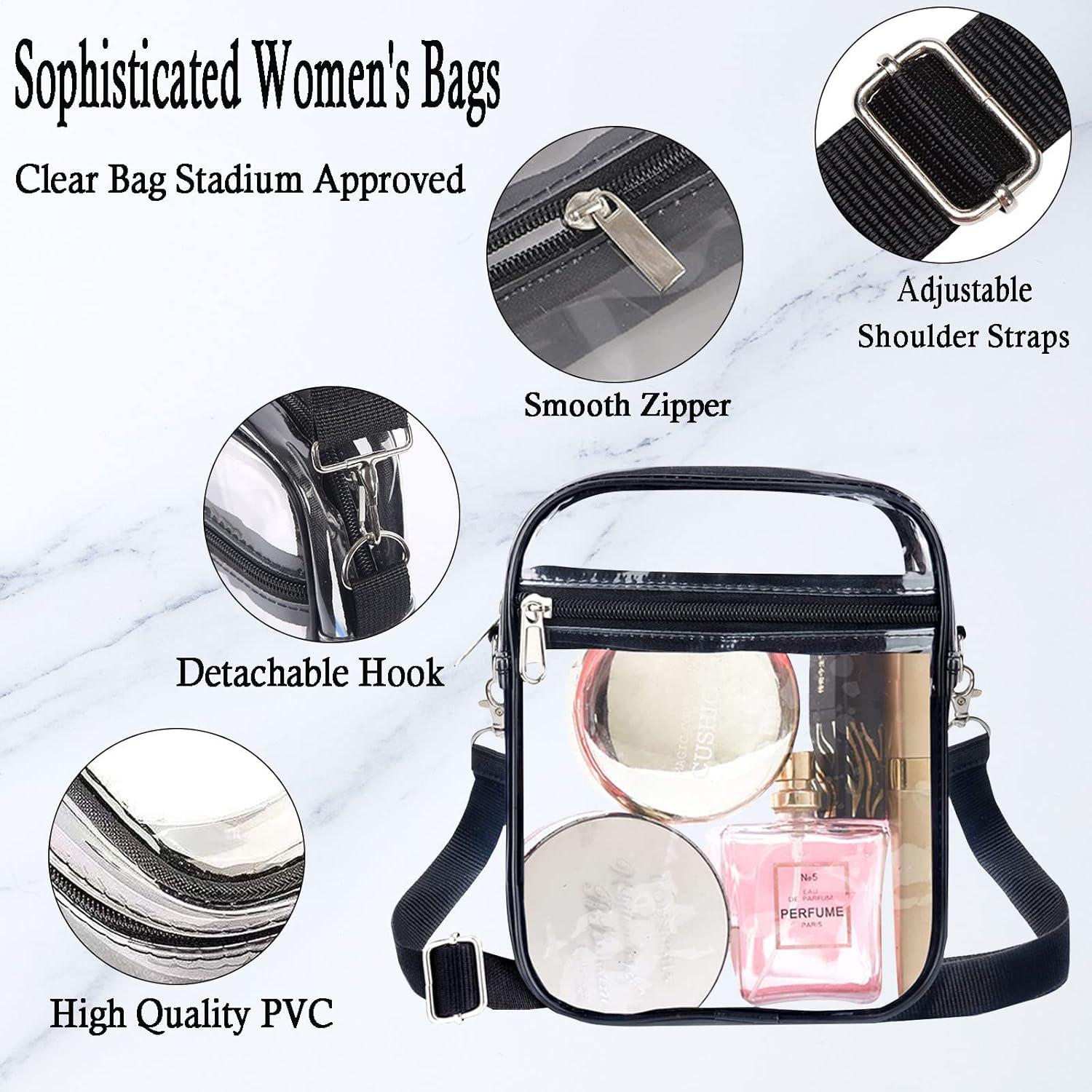 Wilbeva New Clear Purses Crossbody Bag, Clear Shoulder Bags Stadium Approved for Women & Girls, Transparent Cosmetic Bag for Work, Concert & Outdoor Sport Competition