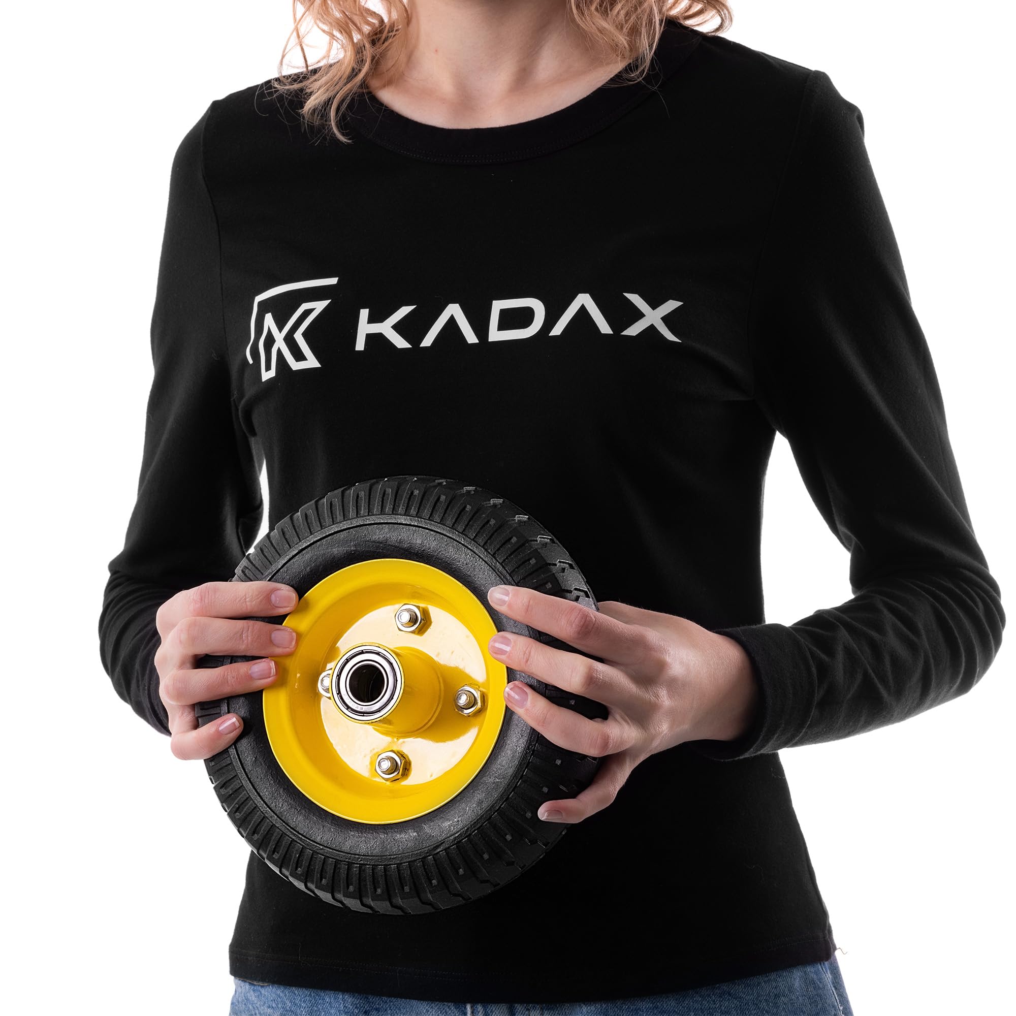 KADAX Lot de 4 roues de rechange anti-crevaison 2,50-4 pour diable, diable, chariot de transport et chariot de jardin, avec alésage d'axe de 17 mm