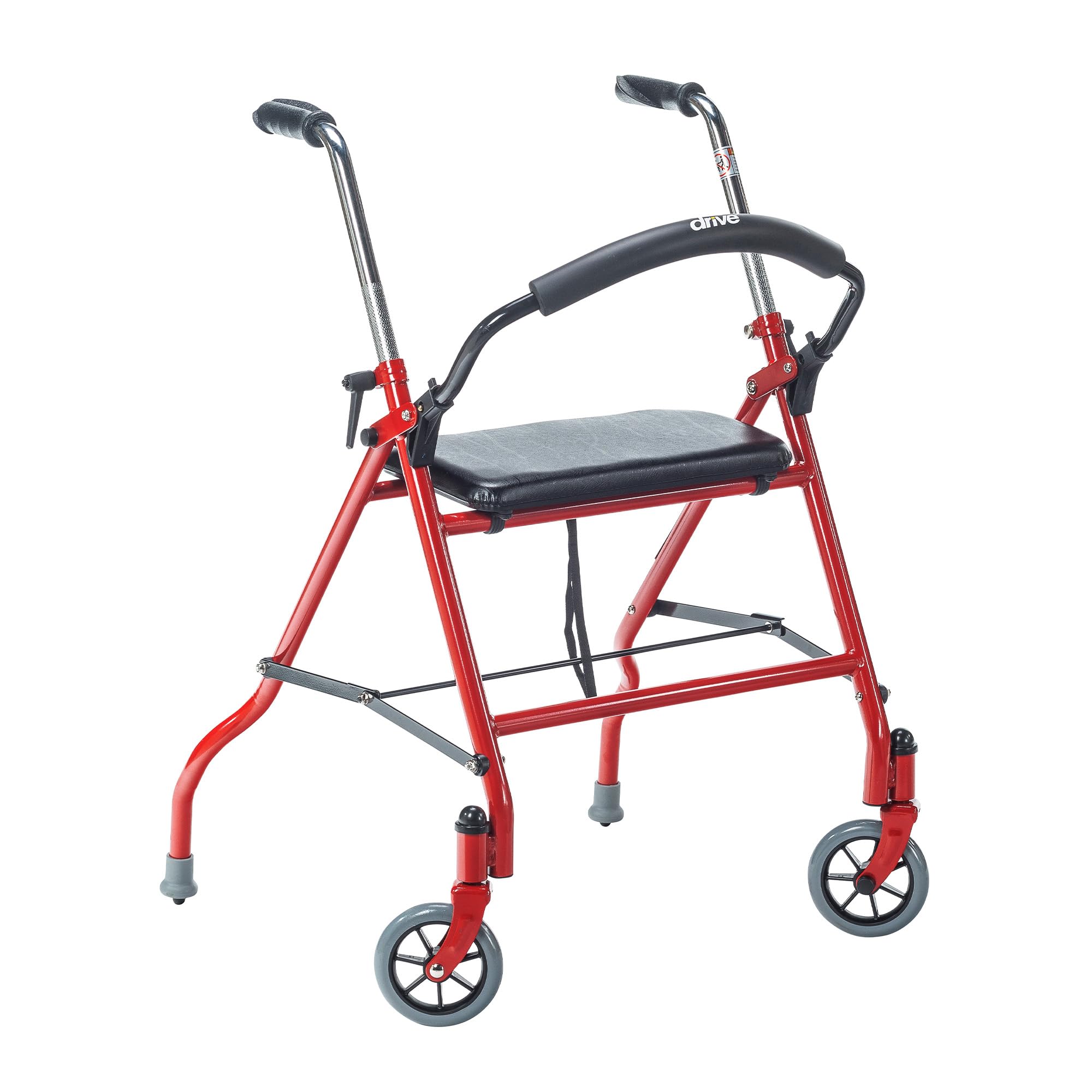 Drive Medical 1239RD Foldable Rollator Walker with Seat, Red, 1 Count (Pack of 1)