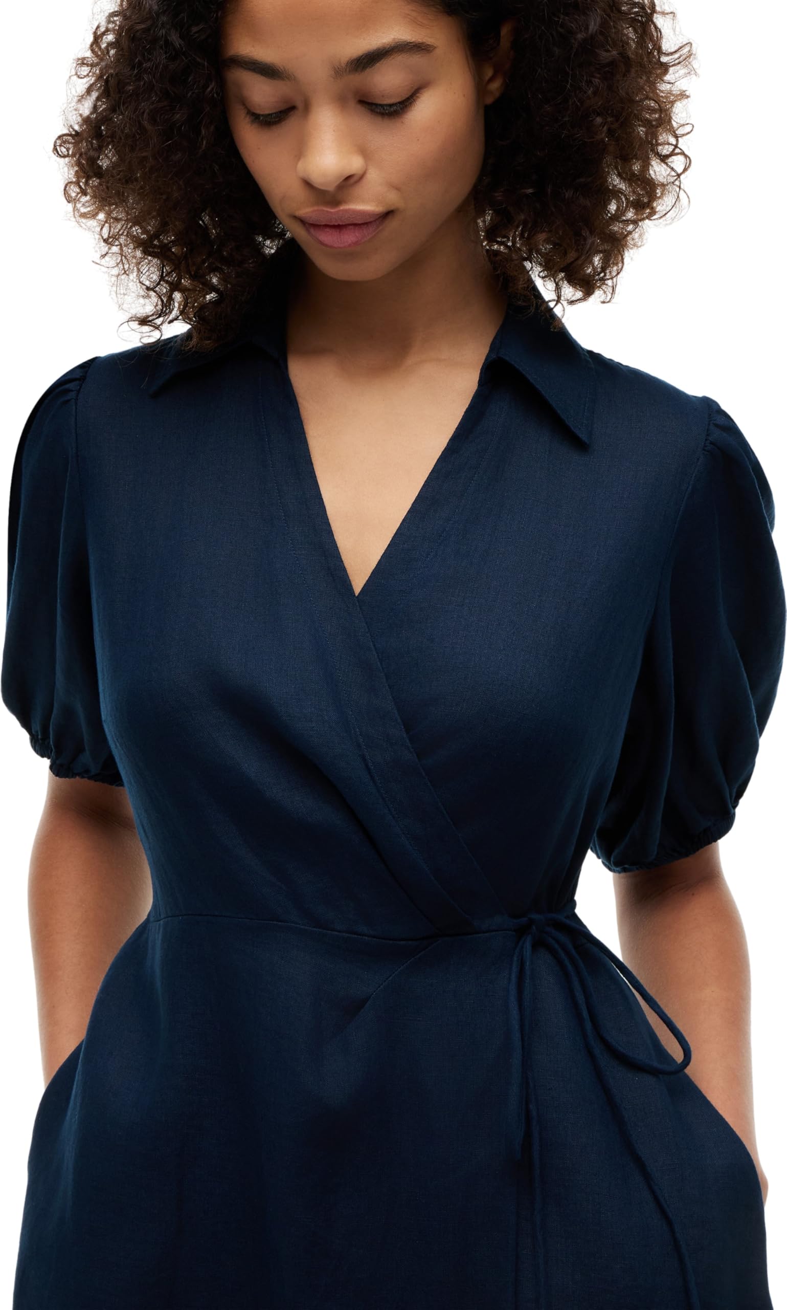 Tommy Hilfiger Sumr Linen Wrap LNG Midi Drs Ww0ww51011 Abito Avvolgente Donna (Pacco da 1)