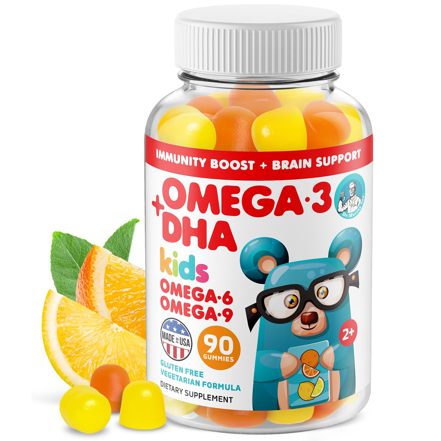 DR. MORITZ Vegan Omega 3 Gummies for Kids and Toddlers (90 Count), Omega 3 Kids Gummies for Brain and Heart Health, No Fish Oil and Gluten Free