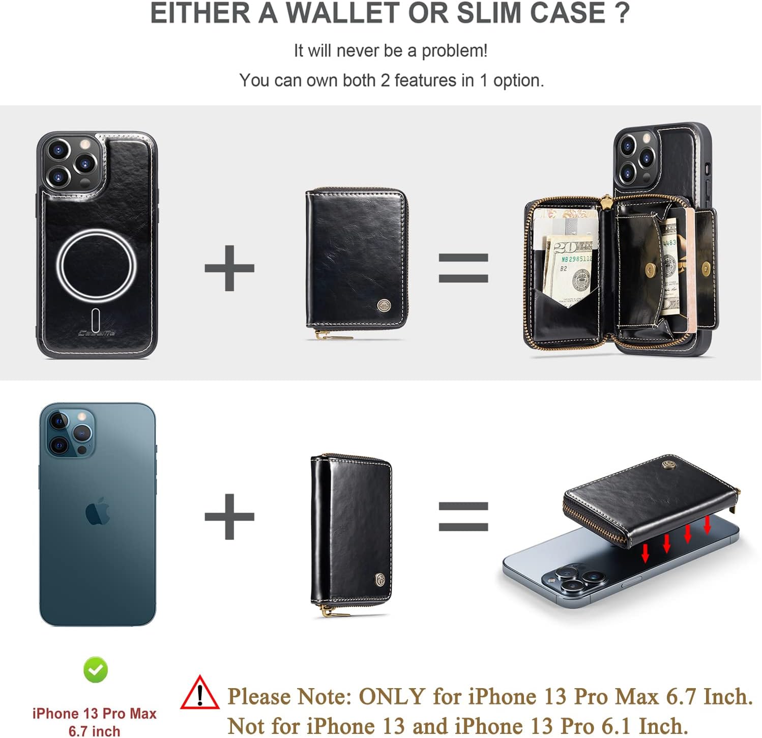 Suреr Bіg Clеаrаnсе! Zttopo for iPhone 13 Pro Max Wallet Case, 2 in 1 Leather Magsafe Wallet Case for Men Magsafe Wireless Charging, Zipper Detachable Magnetic Case Wallet with Screen Protector 6.7 Inch Black Lоwеѕt Prісе Zttopo for iPhone 13 Pro Max Wallet Case, 2 in 1 Leather Magsafe Wallet Case for Men Magsafe Wireless Charging, Zipper Detachable Magnetic Case Wallet with Screen Protector 6.7 Inch Black