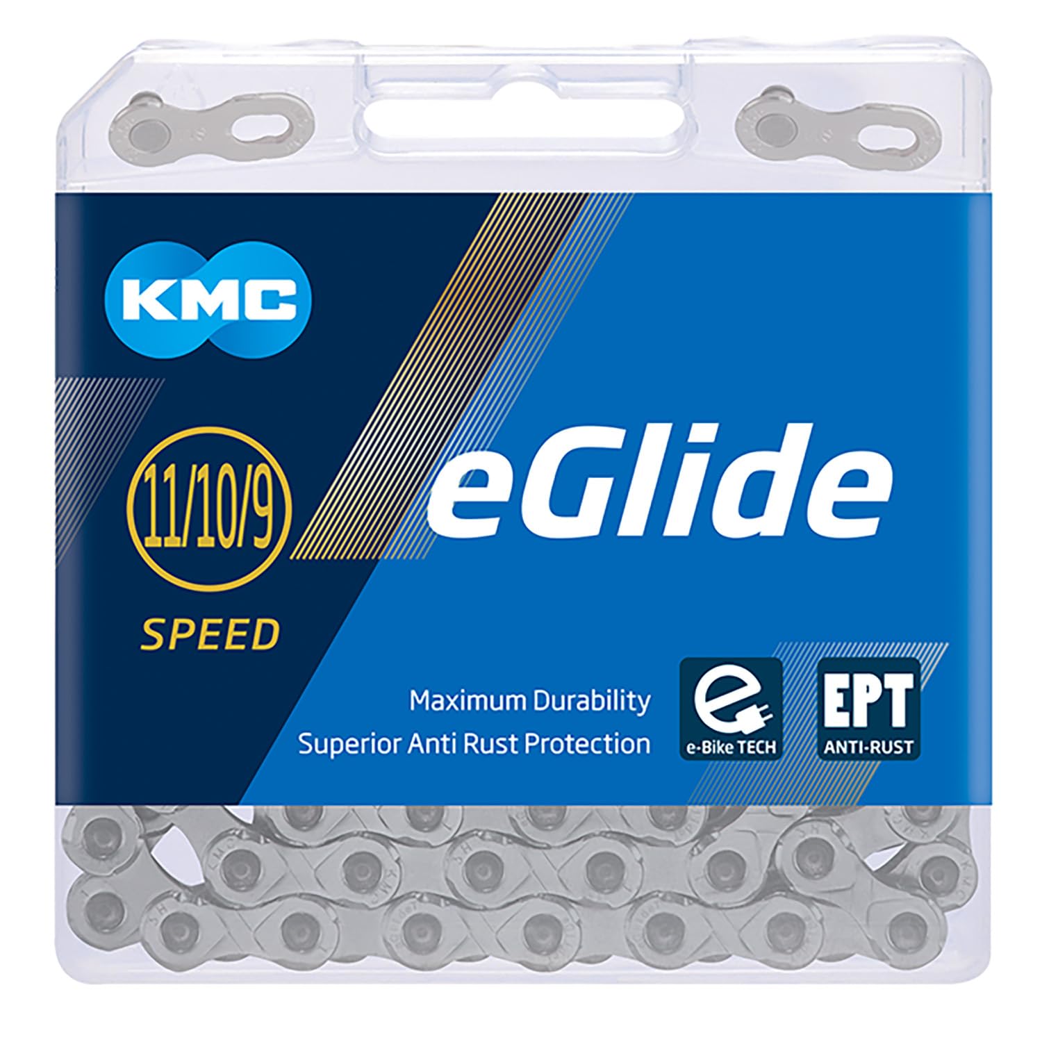 KMC Fahrradkette, 9/10/11-fach, 132 Glieder, X Bridge, EPT Anti Rost, inkl Missinglink, eGlide Cues