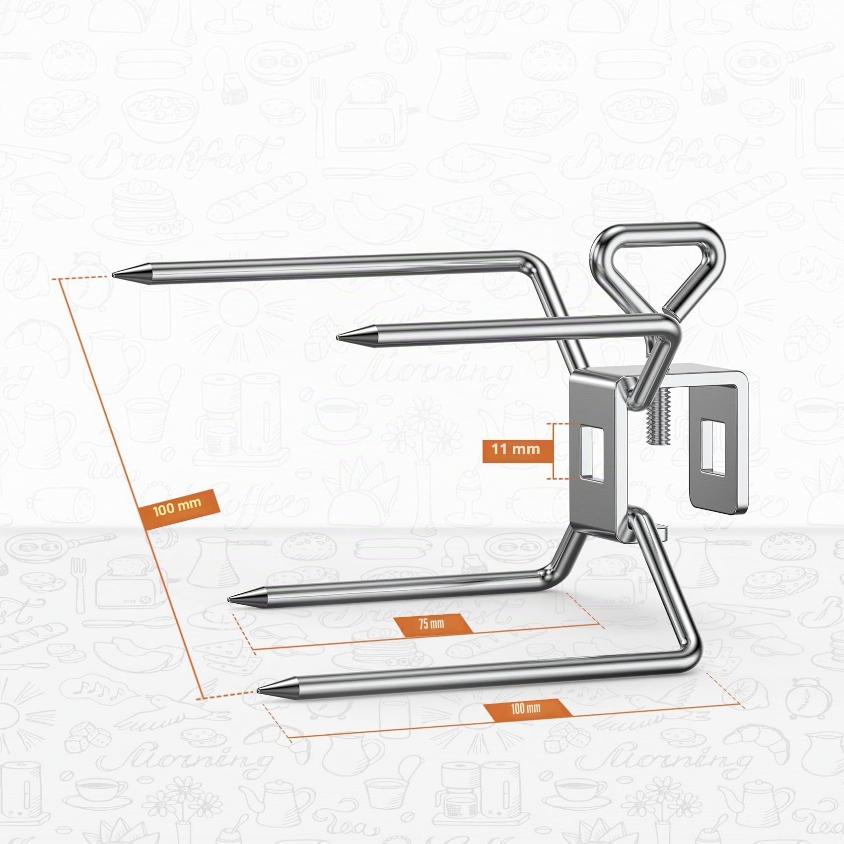Onlyfire 6102 Fourchettes à Viande pour Rôtisserie en Acier Inoxydable, pour Weber 10mm et 8mm Square Spit Rods