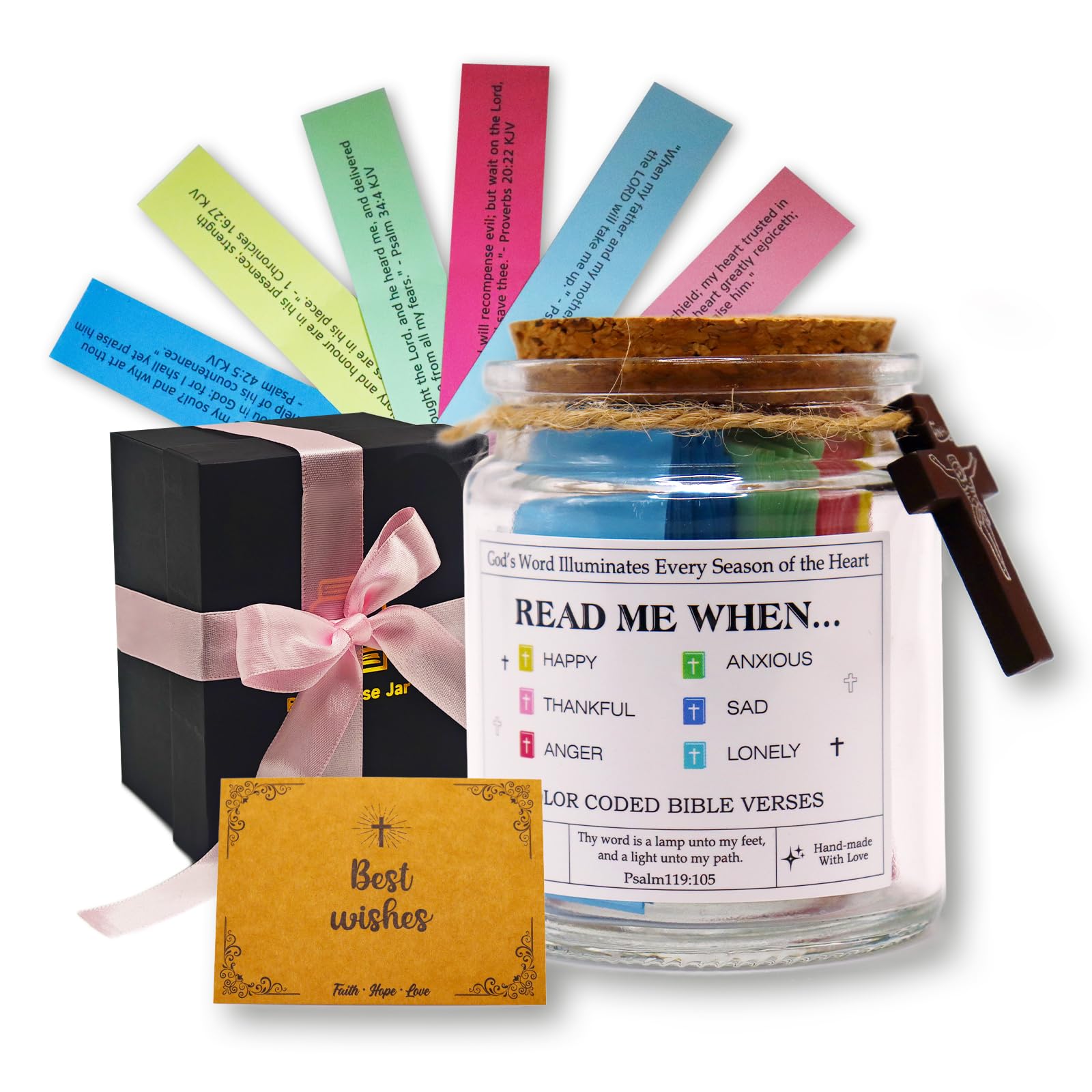 Bible Verse Jar (KJV??), Christian Gifts For Women/Men, Read Me When Bible Verse for Mom/Dad - Prayer Jar with Scriptures for Sisters Besties, Religious Graduation Birthday Gift