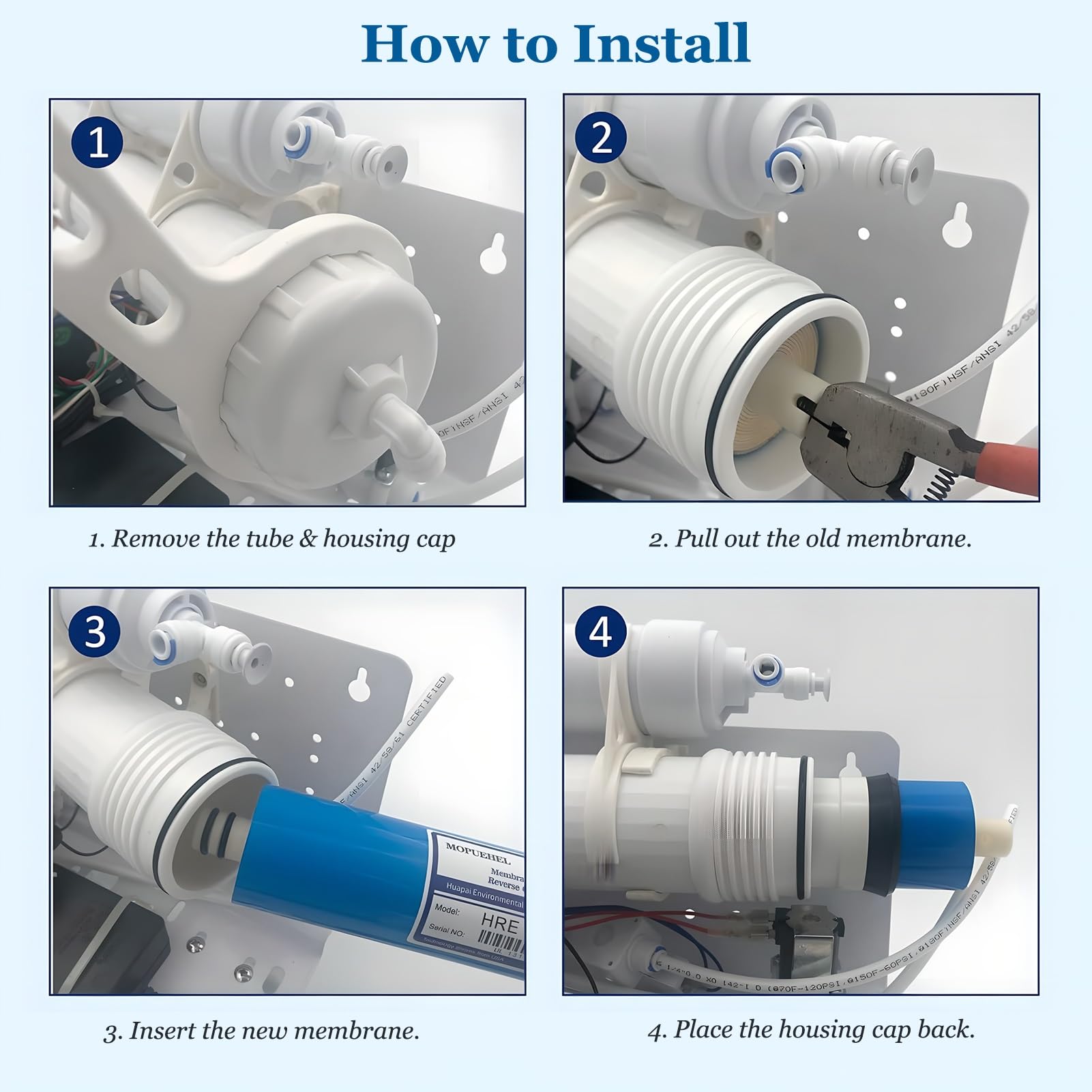 3013-800 GPD RO-Membranfilter-Ersatz, mit Umkehrosmose Membrangehäuse, Passend für Untertisch-RO Trinkwasserfiltersysteme für den Hausgebrauch