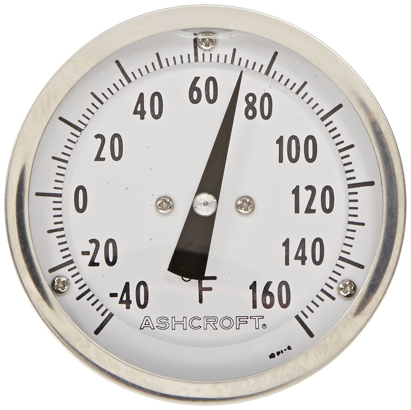 Ashcroft EL Series Bimetal Thermometer, 3" Dial Size, 1/2" NPT Rear