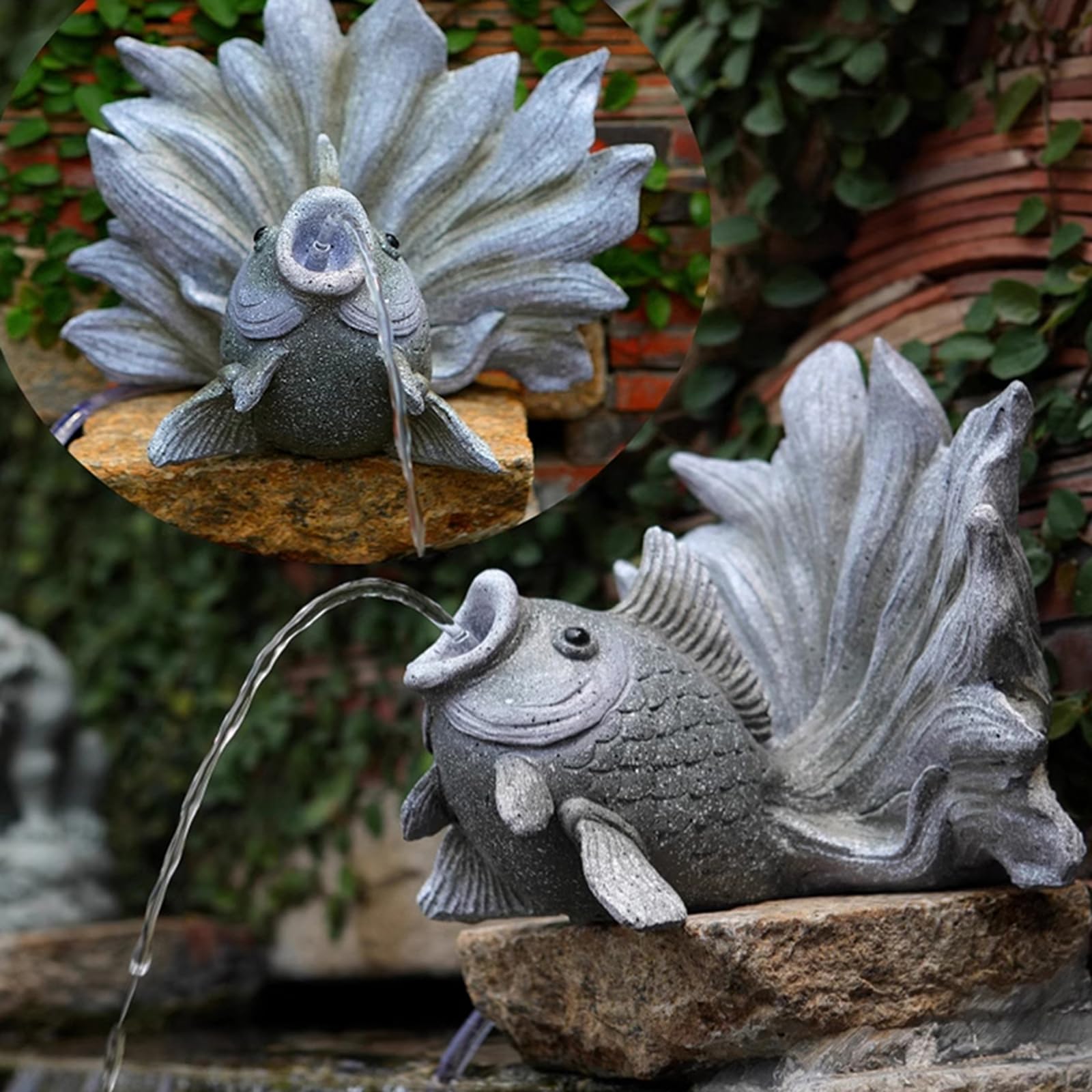 Fontaine carpe pour bassin extérieure et cracheur d'eau de décoration