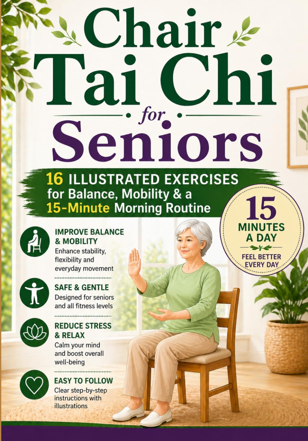 Chair Tai Chi for Seniors: 16 Illustrated Exercises for Balance, Mobility, Flexibility & a 15-Minute Morning Routine: Simple Seated Movements for ... Stability, Strength and Daily Wellness
