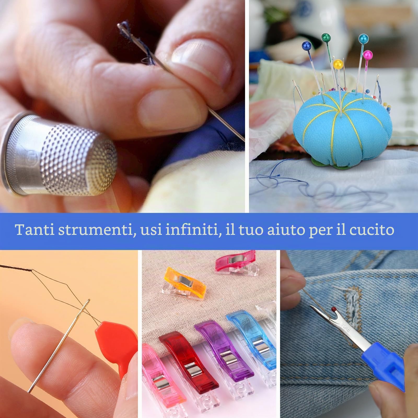TOPSEAS Set da cucito con 365 accessori da cucito, forbici, filo, bobine di filo, metro a nastro per adulti, principianti, viaggi e situazioni di emergenza