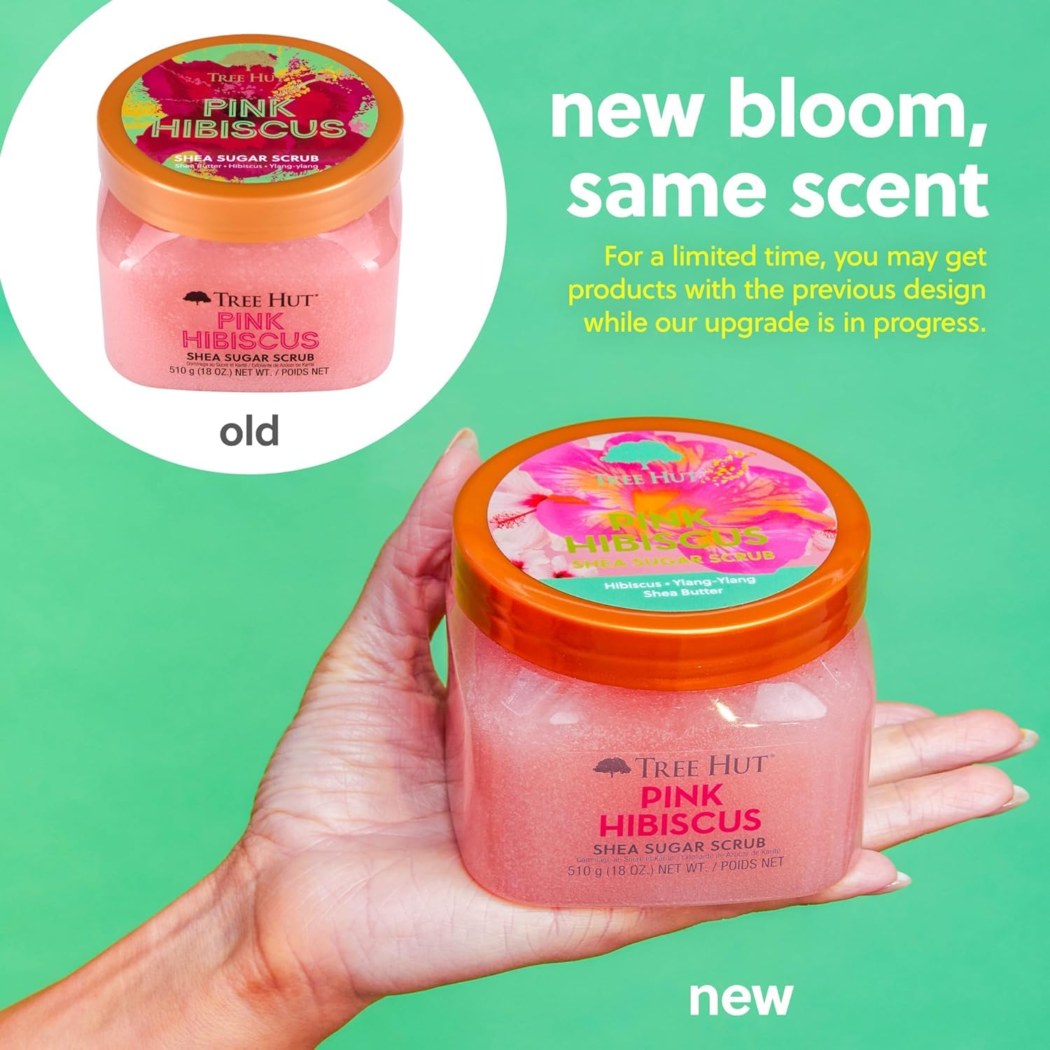 Tree Hut Pink Hibiscus Shea Sugar Scrub, 510 g, ultra nawilżający i złuszczający peeling do pielęgnacji ciała