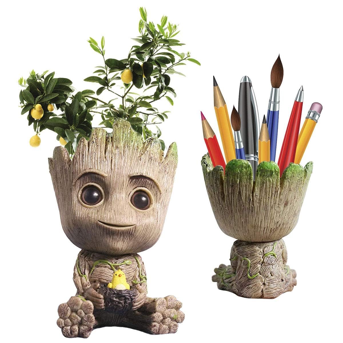 JOYLAND Baby Groot Succulent Pot Marvel Hero, Decorative Flower Pot Pencil Pen Holder Gift for Kids, Groot Vase Pot for Living Room, Table Decor, Balcony, Office/Home Decor (Baby Groot)