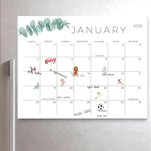 Calendario de refrigerador 2026-2027, calendario magnético de 18 meses para refrigerador, calendarios de refrigerador de papel grueso con imán