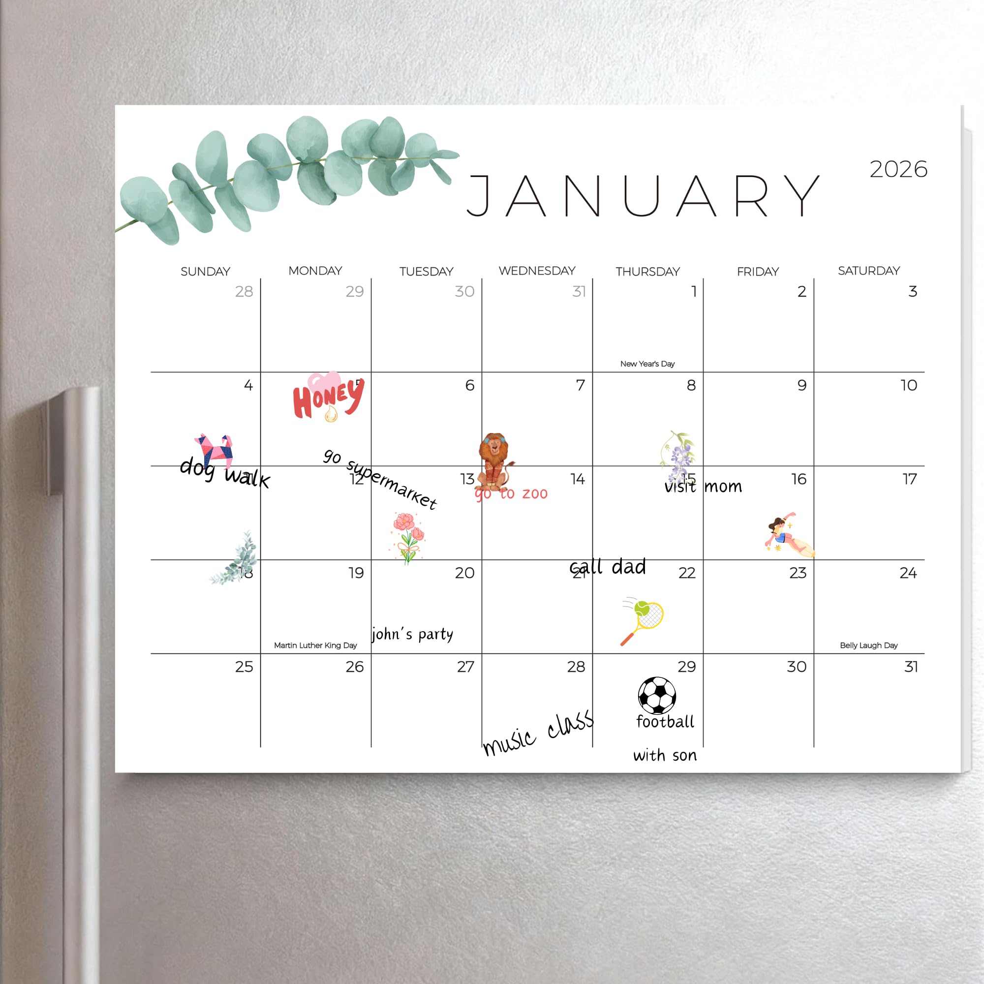 Refrigerator Calendar 2026-2027, 18-Month Magnetic Calendar for Refrigerator, Thick Paper Fridge Calendars with Strong Magnet & Large Writing Space, Perfect for Home, Office & Family Planning