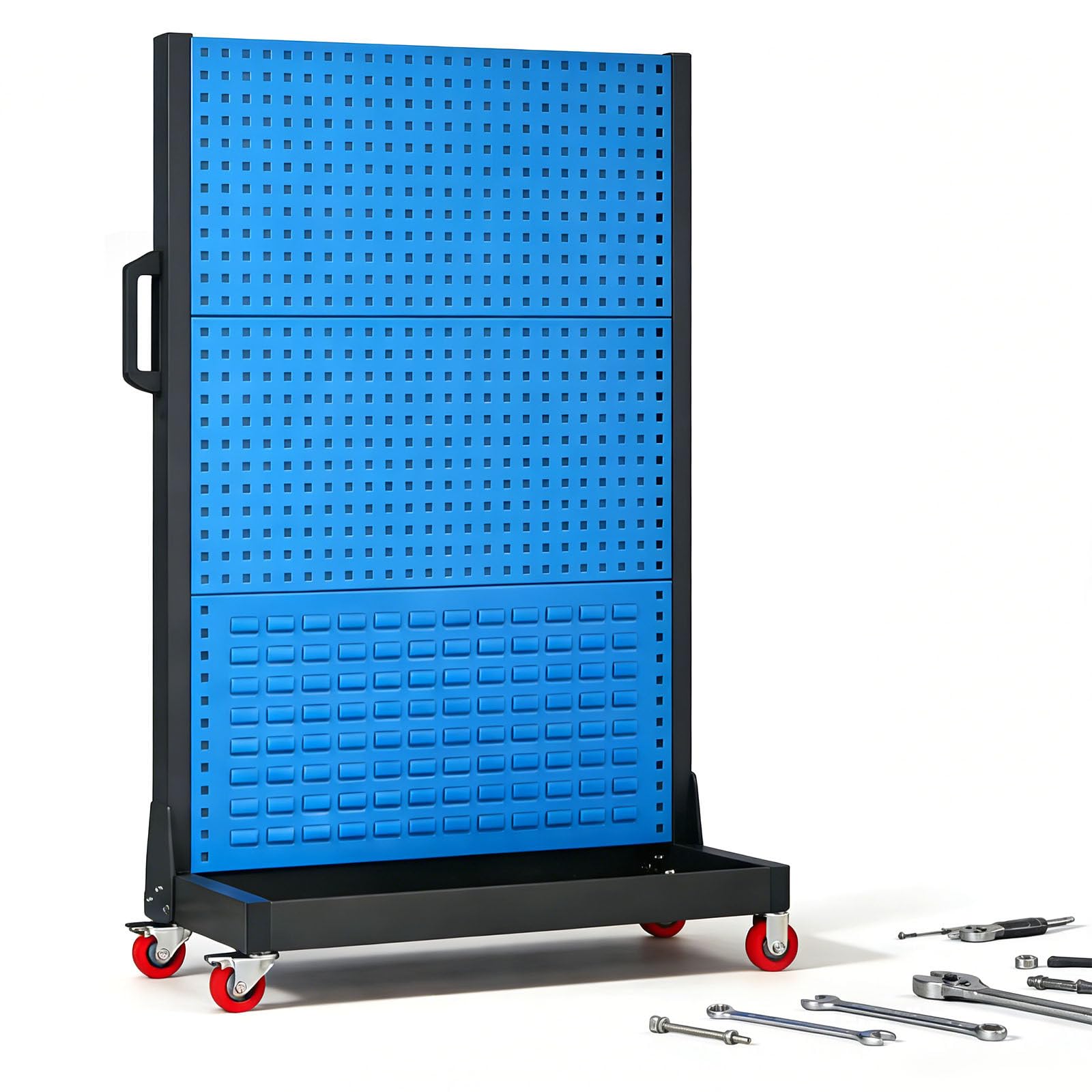 YXYLJOZ Heavy Duty Garage Shelving Unit with Locking Casters, 20kg/Shelf Tool Organizer Rack, 3-Tier Storage with Side Handles for Workshop & Garage Organization (3Tier)