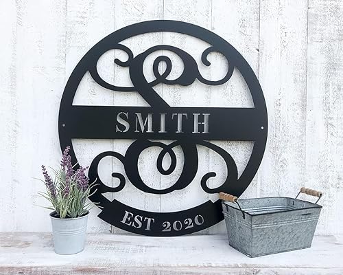 Miniatura 3 de RealSteel Decoración de granja, letreros de metal personalizados, letrero de apellido, regalos de inauguración de la casa, regalo de boda