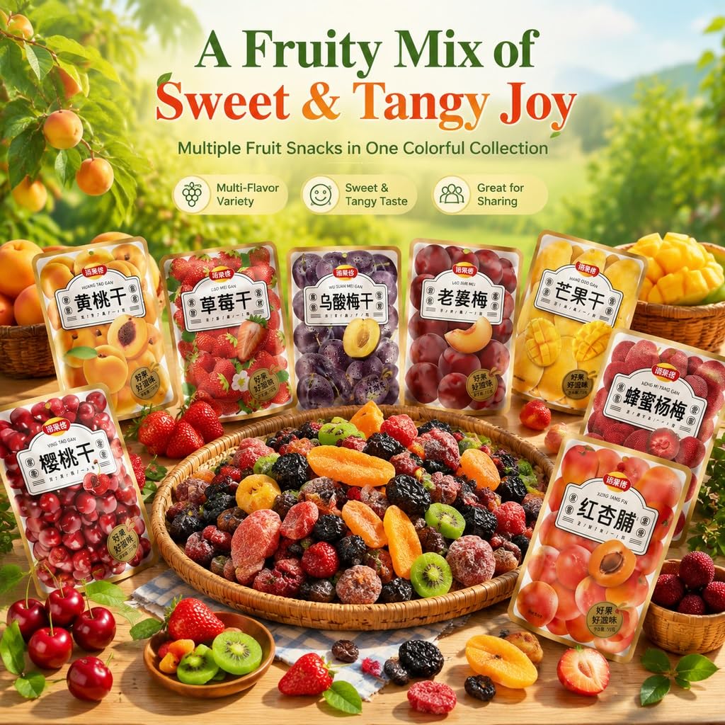 Bocadillos Secos De Frutas Mixtas, Paquete 30 (70 G/bolsa), Variedad 5 Sabores: Fresa, Mango, Ciruela, Conservas Naturales, Bocadillo Tarta Dulce Masticable(Flavor 2)