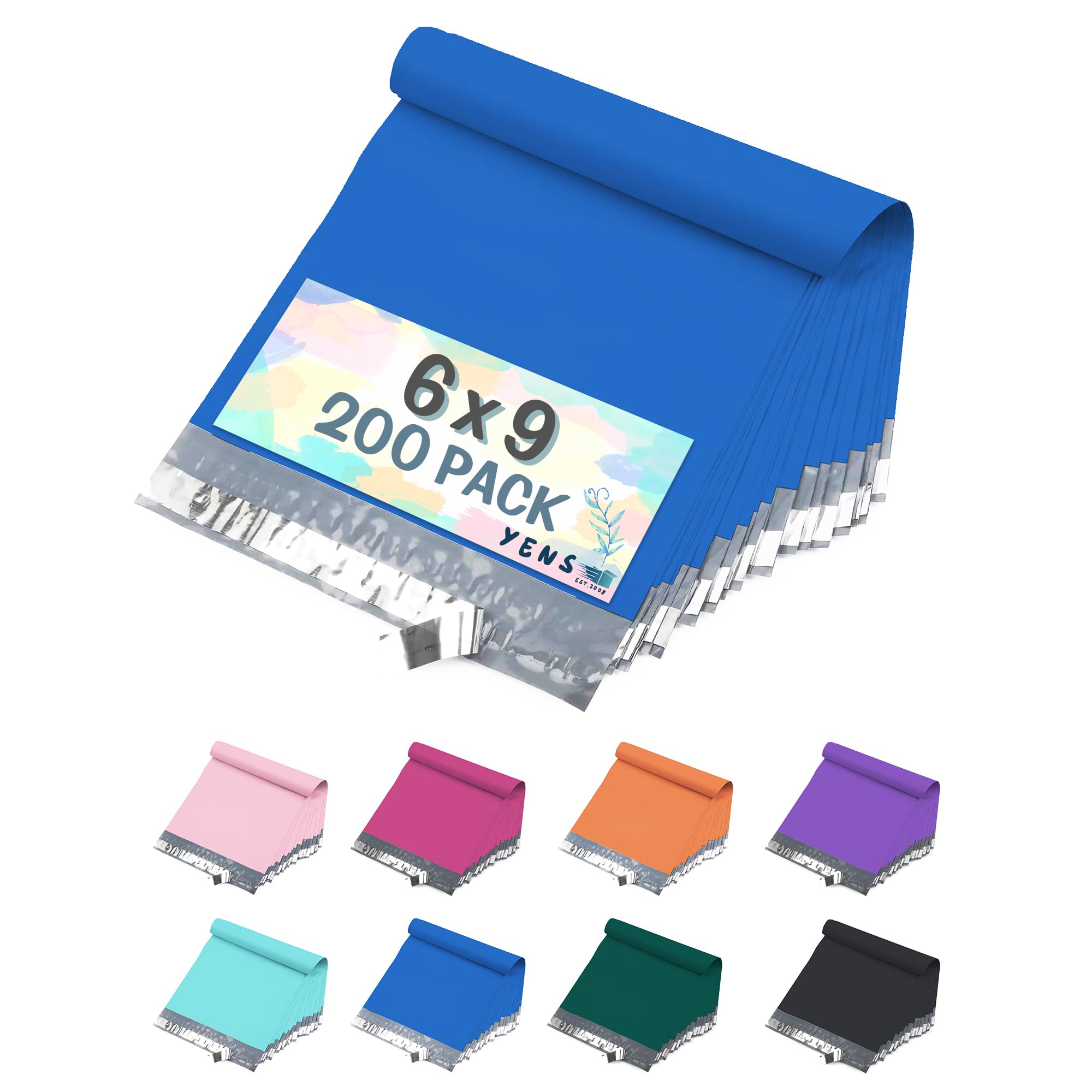 Yens Poly Mailers #M1 (6x9) Pacote Com 200 Sacos De Envio Autovedantes à Prova D'água Para Envio, Envio De Correspondência, Embalagem (#M1 6x9 200PK Rosa Claro