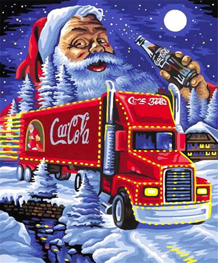 Sponsored Ad – Gofission Diamond Painting Santa Claus with Coca Truck in Christmas Night by Numbers Kits, DIY 5D Diamond Art Cross Stitch Full Drill Crystal Rhinestones 12x16 inch (Snow)
