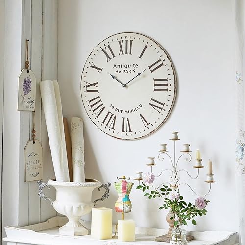 Miniatura 2 de Reloj de pared de 22 pulgadas  Reloj decorativo redondo de metal para decoración de sala de estar, reloj analógico de cuarzo silencioso sin tictac