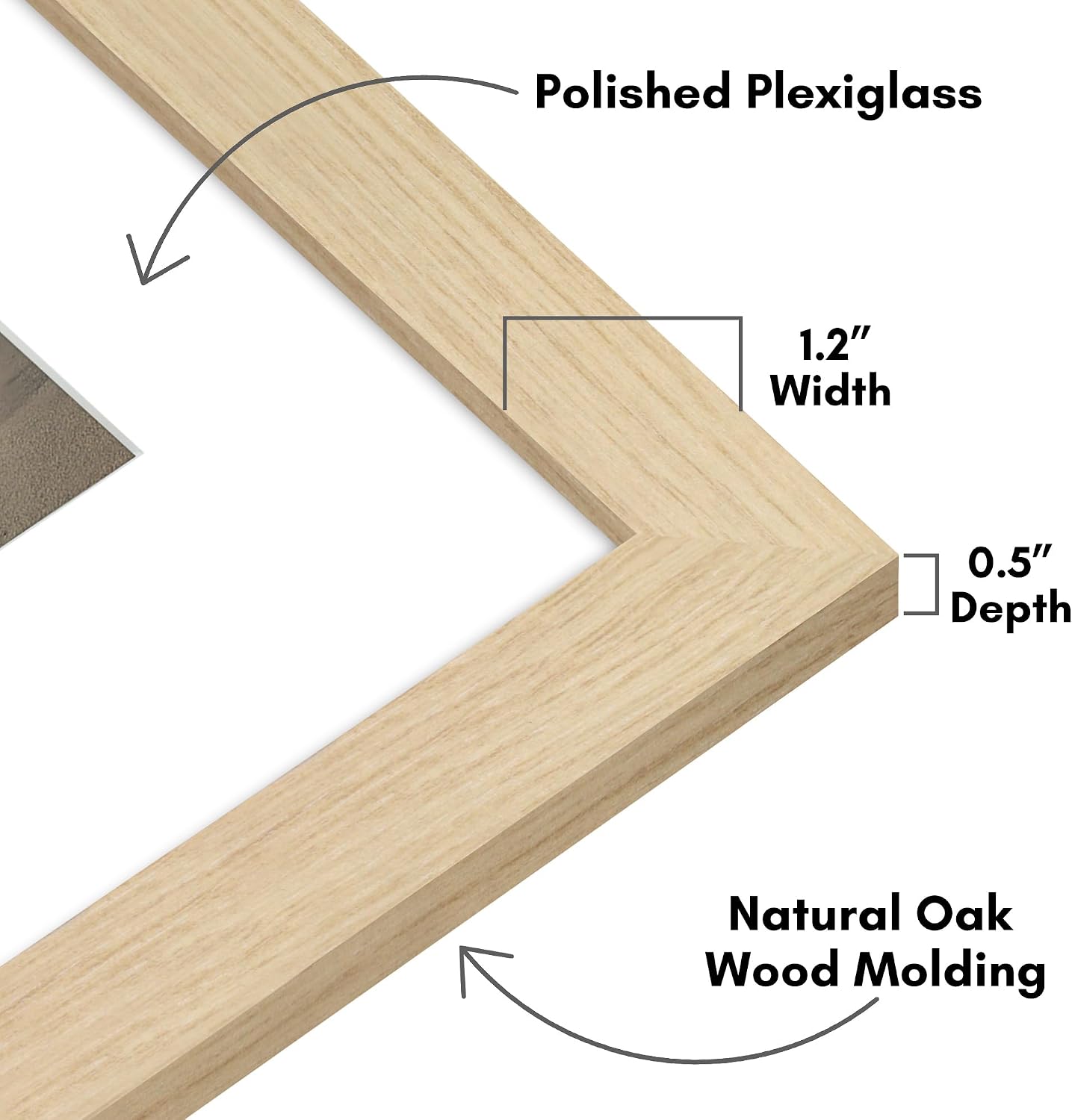 Americanflat 16x20 Poster Frame - Natural Oak Engineered Wood with Arch-Shaped Mat - Wide Picture Frame for Vertical or Horizontal Wall Display - Epic Collection - Natural Oak