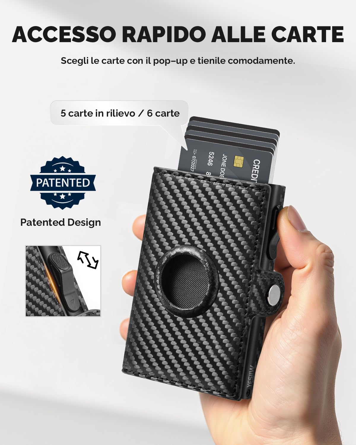 Portafoglio Uomo AirTag Porta Carte di Credito Uomo Portacarte Portafoglio Slim RFID Airtag Wallet Porta Airtag Apple Smart Tag Portamonete Capacità per 9-12 carte Finestra ID di Tasca per Monete