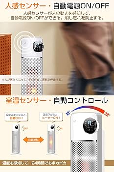 【新品未使用】値下げ⭐︎セラミックヒーター 大風量 人感センサー 温度センサー付 Amazon | アイリスオーヤマ ヒーター セラミックファンヒーター