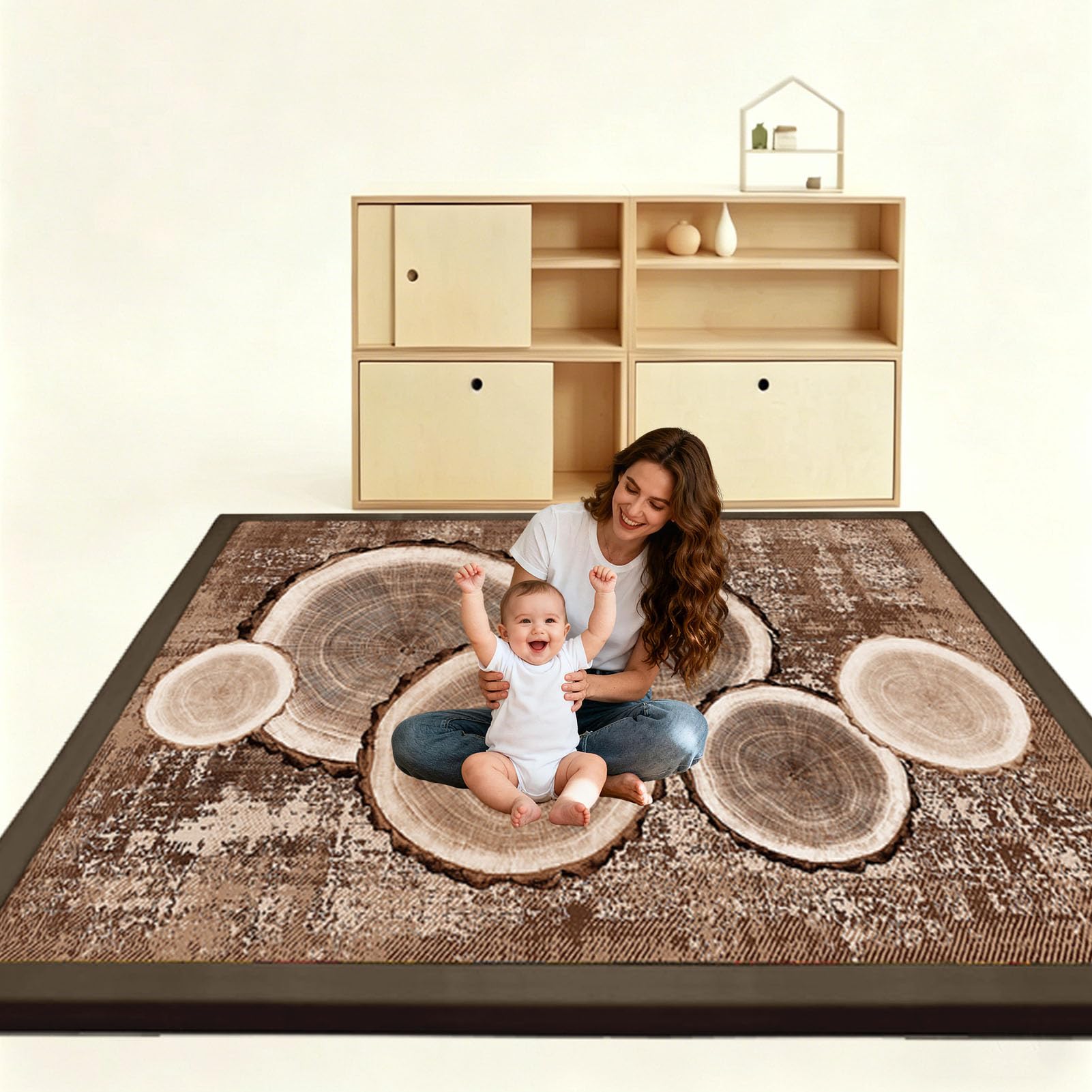 2cm Alfombra Bebe Acolchada 120 x 180 cm Antideslizante, Tapete Bebes con Superficie de Franela, Tapete Actividades de Interior, Alfombras Juegos Bebes Fáciles de Limpiar