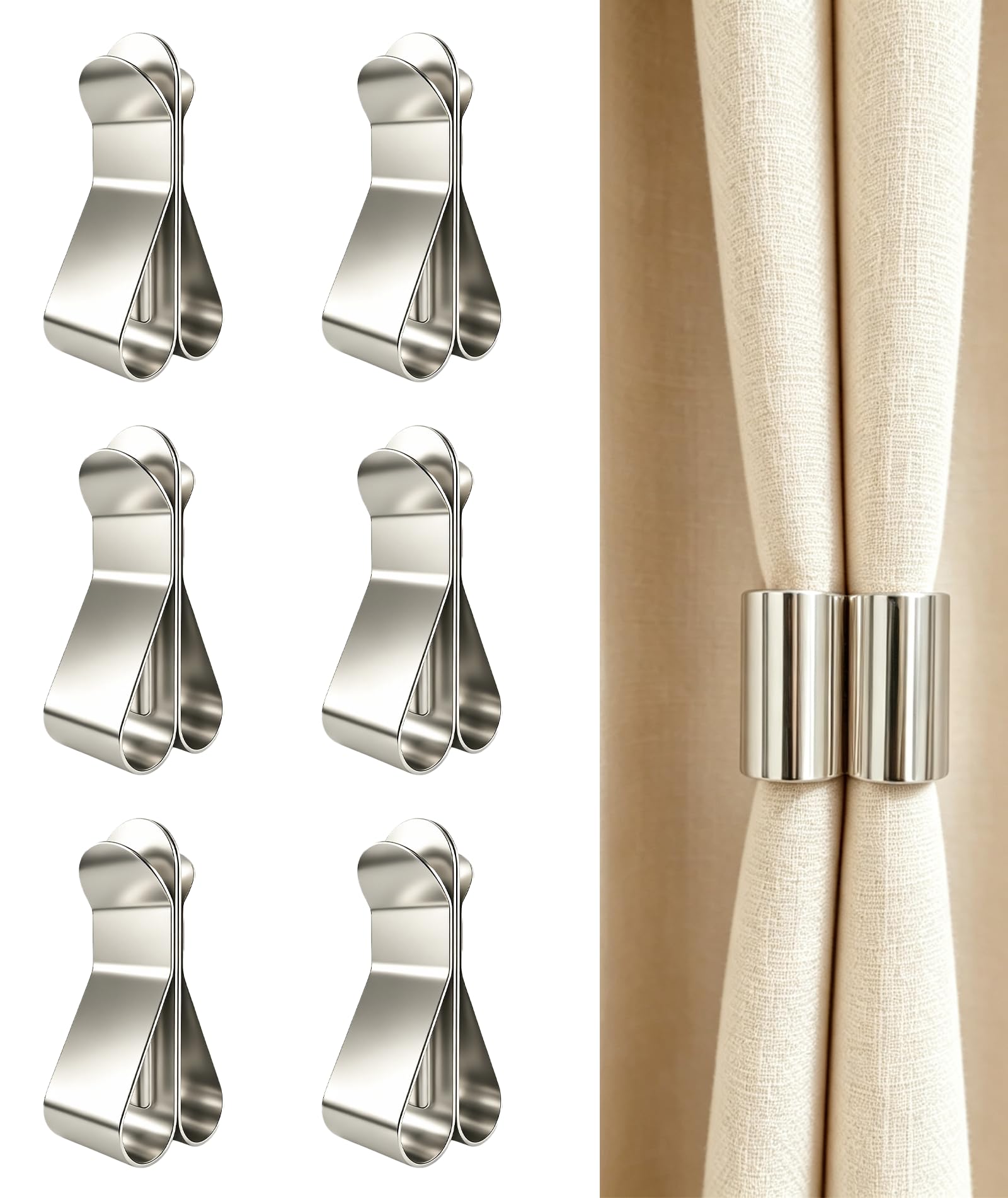 Curtain Magnetic Clips, 6-Piece Curtain Magnet, Magnetic Drape Tiebacks | Tool-free window treatments for home and office. Easy-to-use curtain clips to join curtains without damaging fabrics.-picture-18
