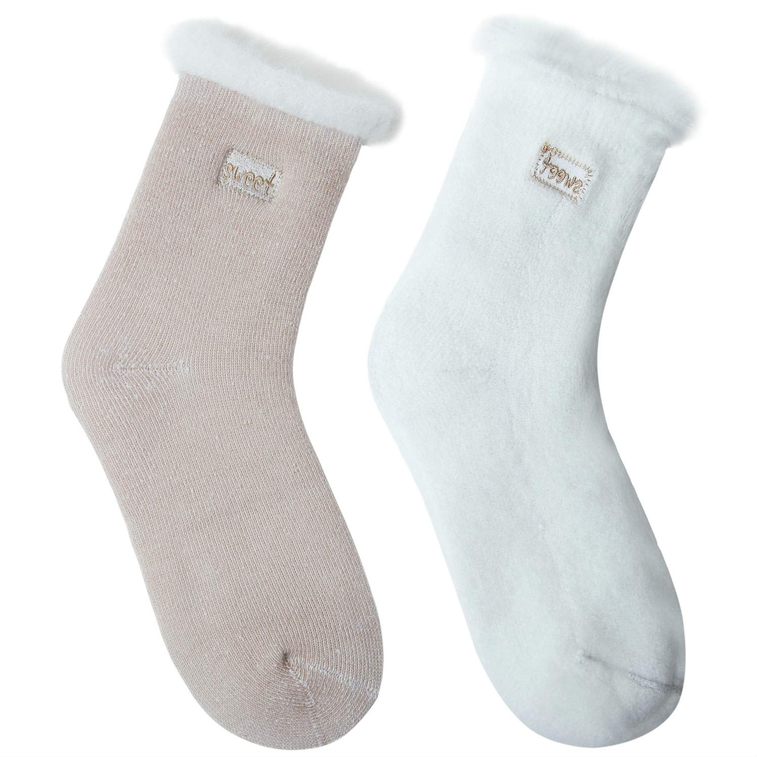 JARSEEN 2 Paia Calze di Lana Invernali Termiche Calzini Ricamo Carino Caldo Spessi Morbido Calzettoni Donna