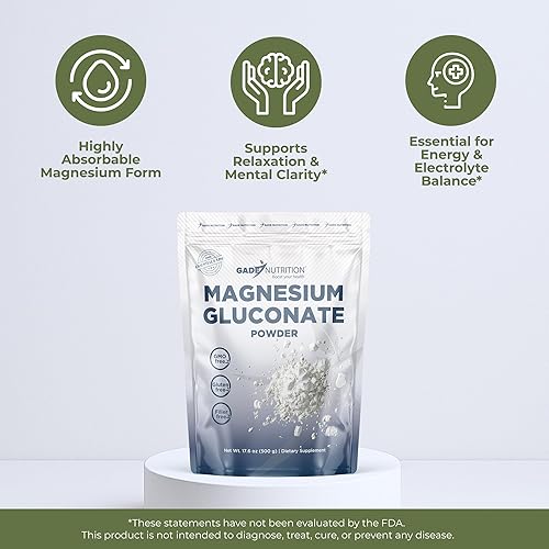 Miniatura 3 de Gade Nutrition - Polvo puro de gluconato de magnesio  17.76 onzas, 0.06 onzas por porción, 357 porciones  Sin OMG, sin gluten, sin relleno,
