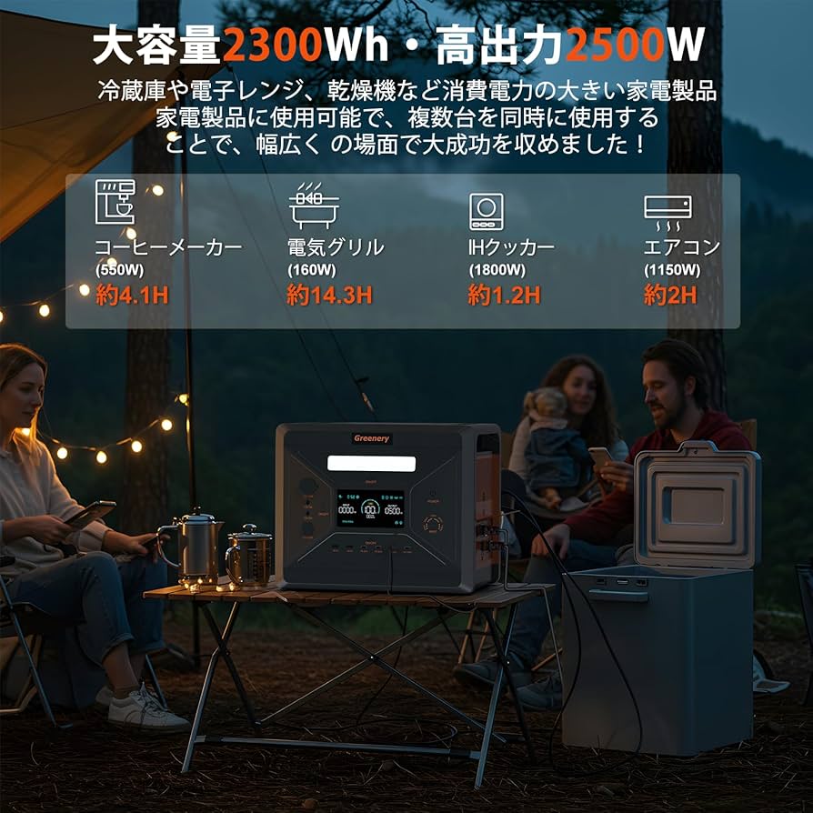 最安値】Greenery 大容量ポータブル電源 2300W2500W2000W Amazon