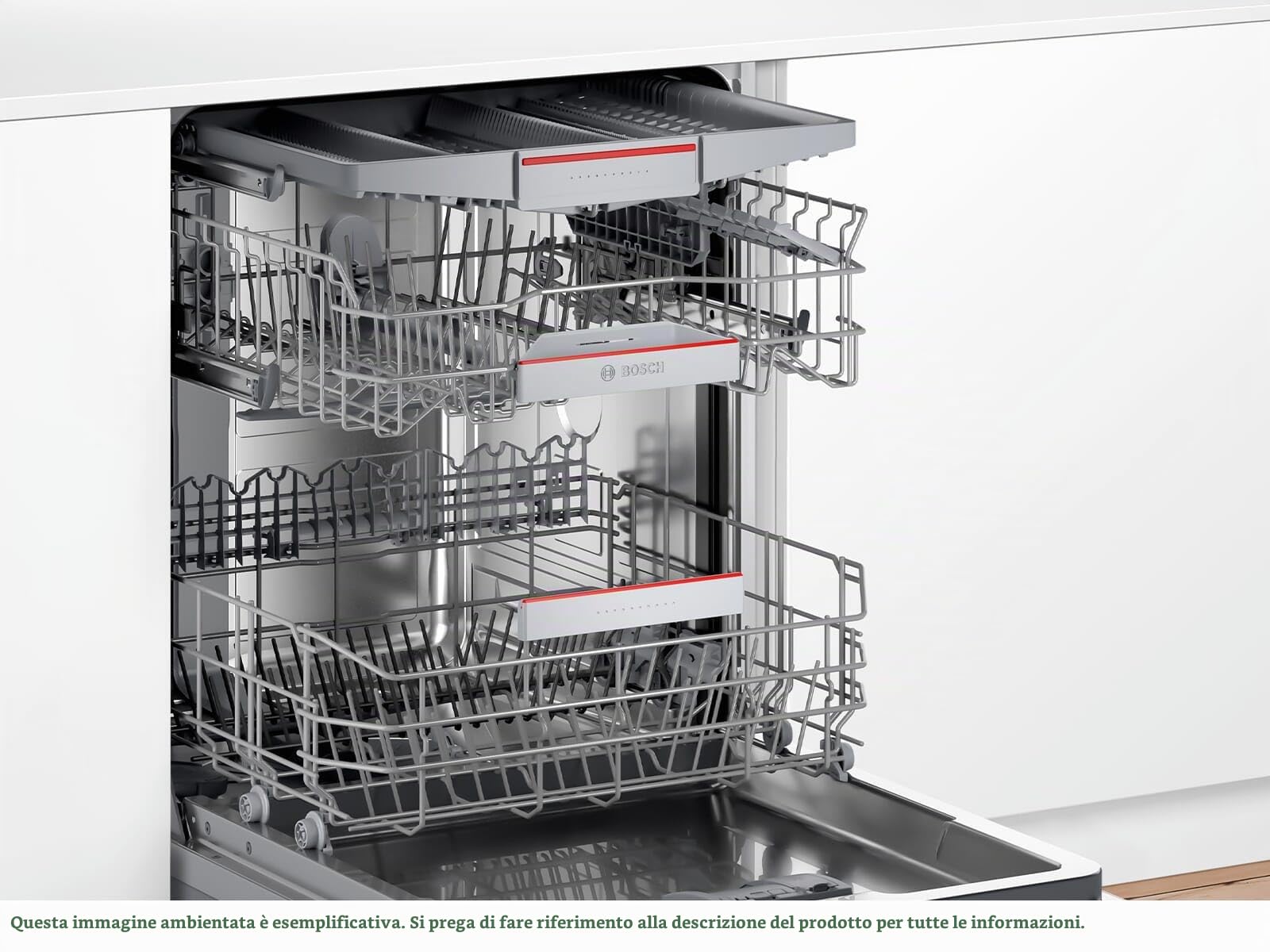 Bosch SMU4ECS21E Serie 4, Lavastoviglie da incasso sottopiano, Home Connect, EfficientDry, Diagnostica da remoto, Programma Preferito, Acciaio, 60 cm