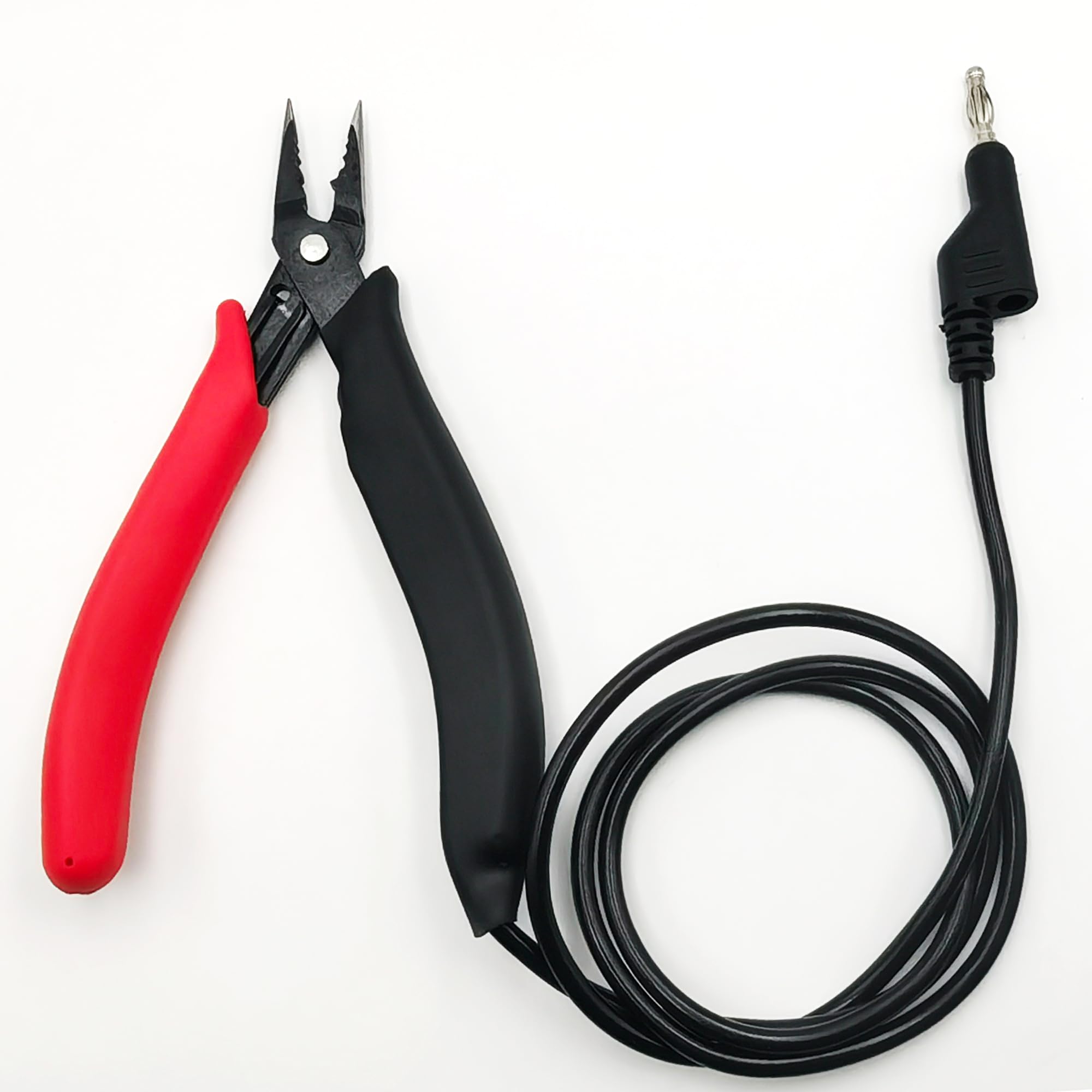 grounded pliers for permanent jewelry, Precise Control Unleash Unrivaled Precision for Fine Chain Welding, 3ft Cable Secure Connection, Red
