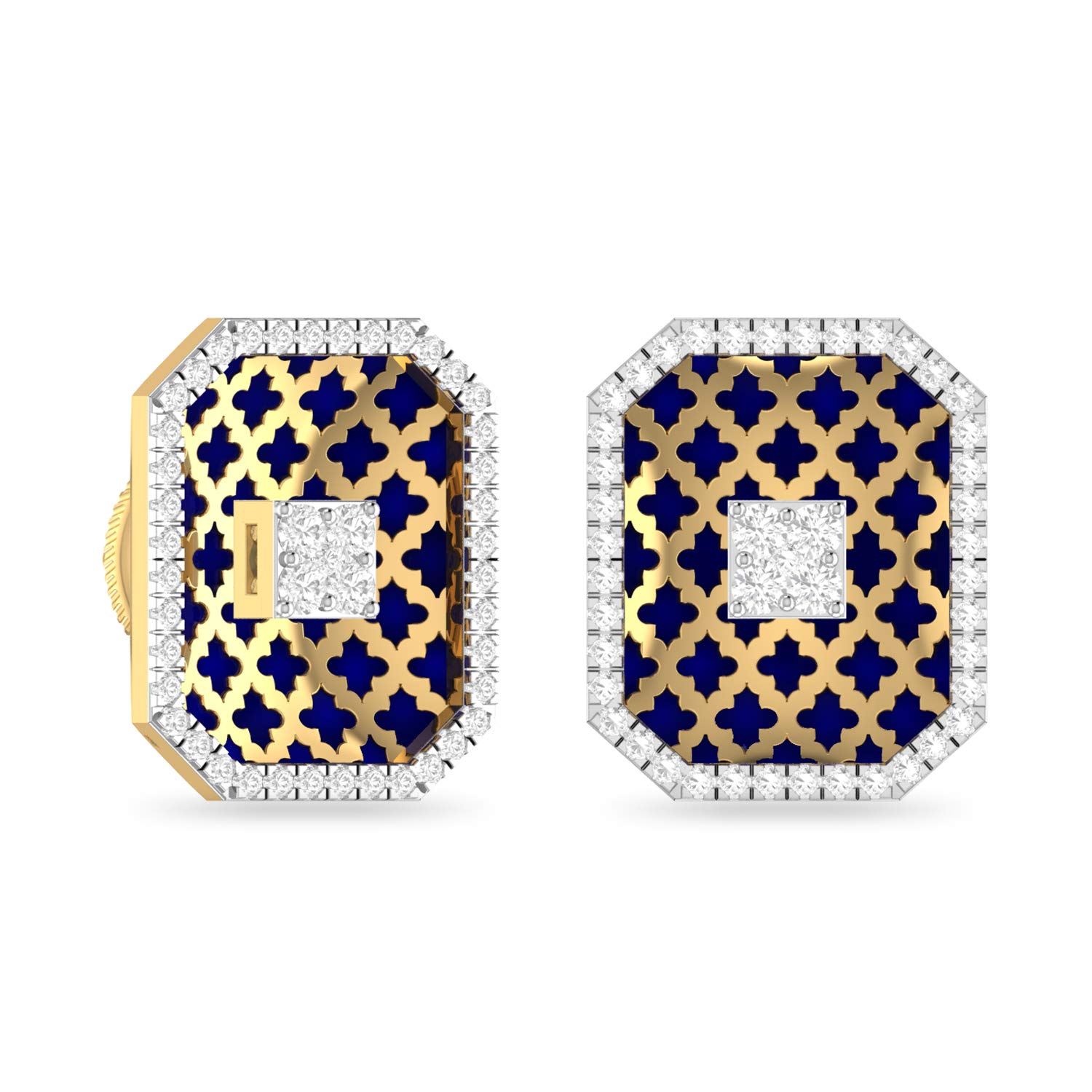 Yellow Gold and Diamond Stud Earrings for Women-image-25